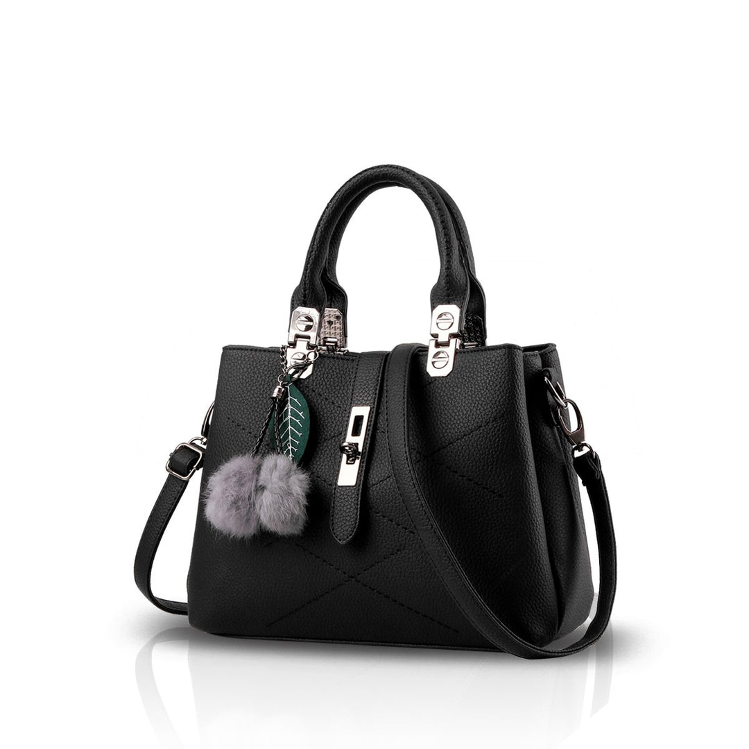 NICOLE & DORIS 2024 Neue Frauen Tasche Damen Leder Handtasche Mode Umhängetasche Mit Pompon abnehmba