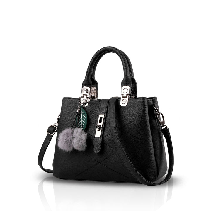 NICOLE & DORIS 2024 Neue Frauen Tasche Damen Leder Handtasche Mode Umhängetasche Mit Pompon abnehmba