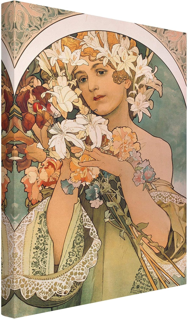 Leinwandbild - Alfons Mucha - Blume Bild auf Leinwand Hochformat 60 x 40 cm 60L x 40B cm, 60L x 40B