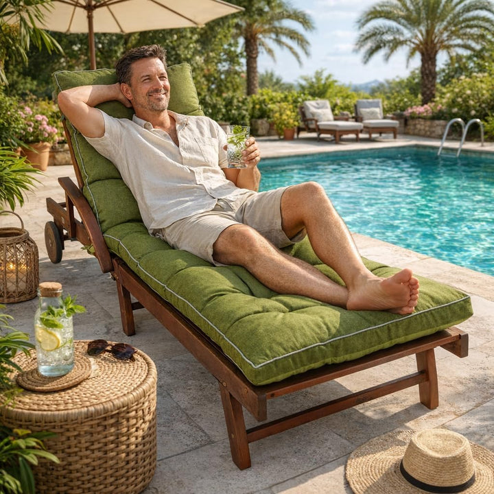 sunnypillow Liegenauflage 200 x 60 - Auflage für Gartenliege extra dick 13cm - Outdoor, wasserdicht,