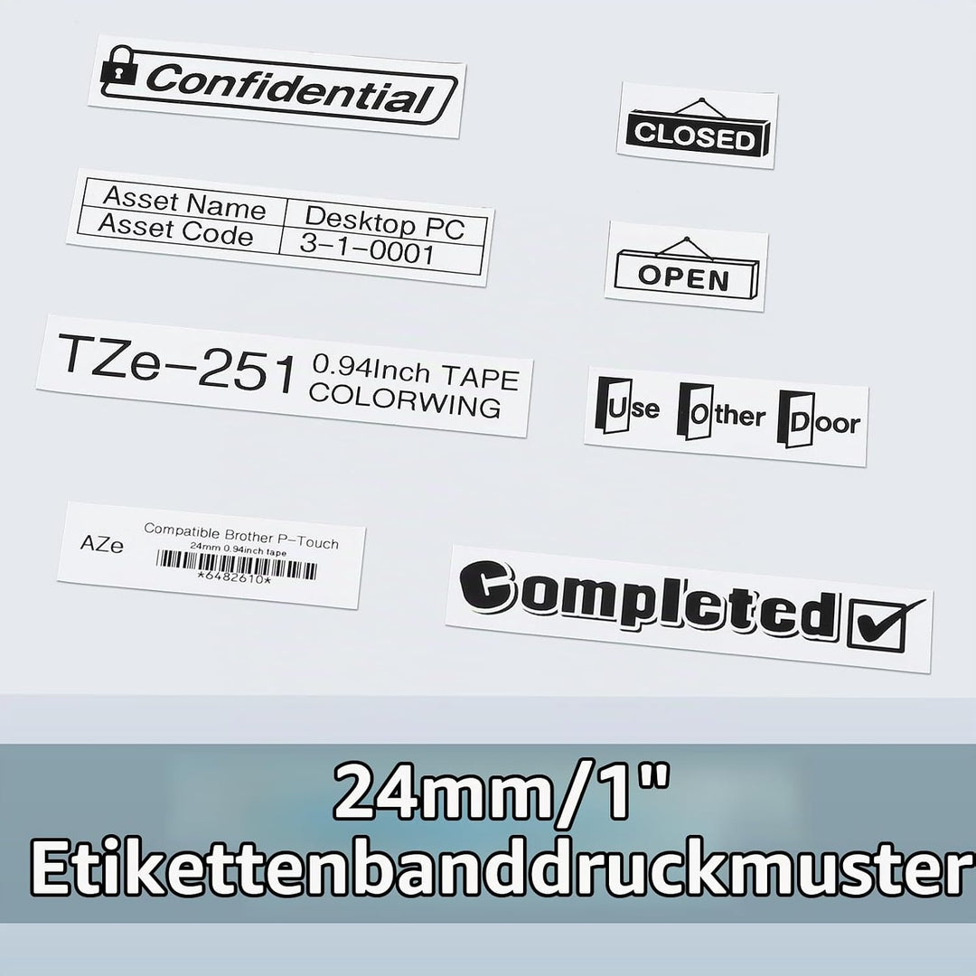 COLORWING TZe-251 24mm kompatibel für Brother P-touch Schriftband TZe251 TZ-251 Laminiert Etikettenb