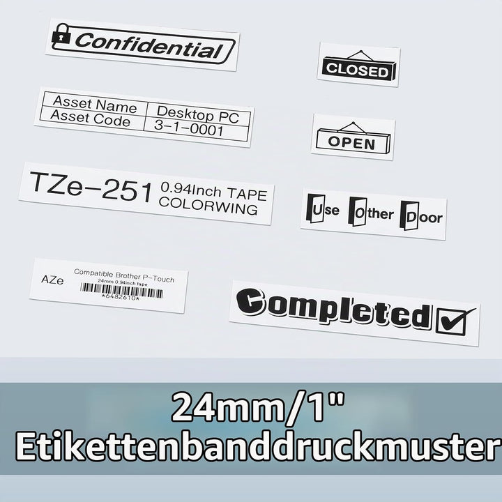 COLORWING TZe-251 24mm kompatibel für Brother P-touch Schriftband TZe251 TZ-251 Laminiert Etikettenb