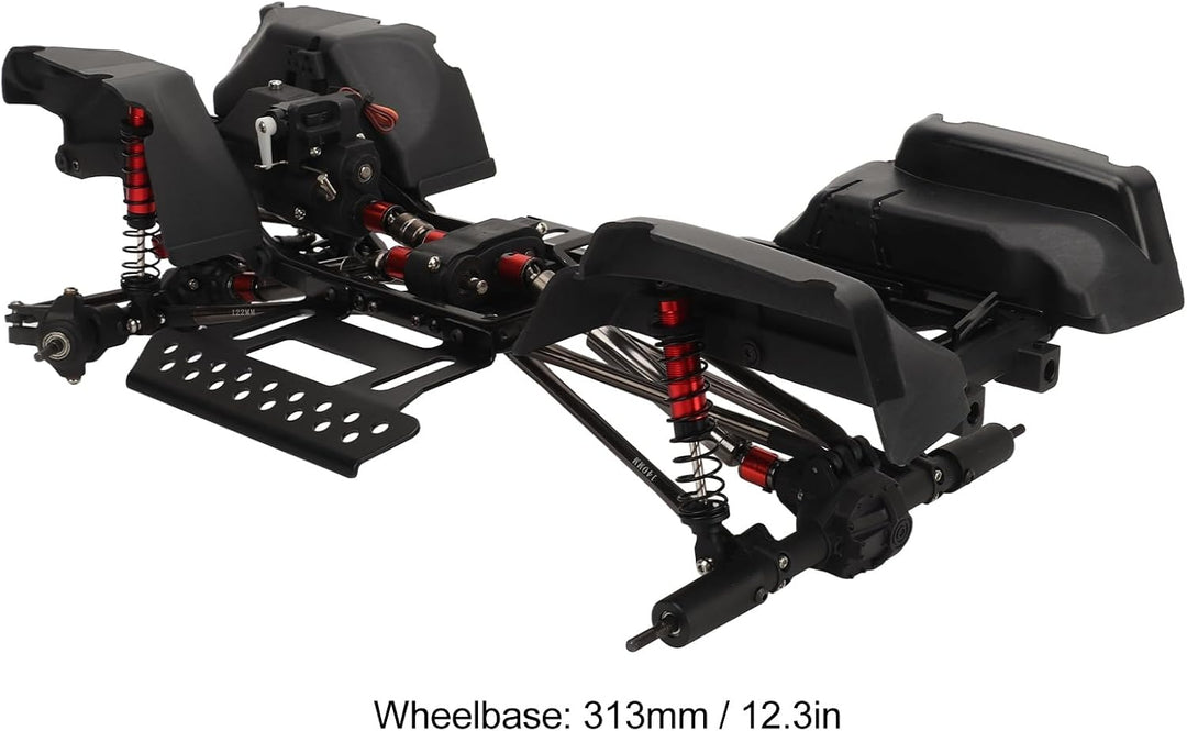 Dilwe RC Auto SCX10 Chassis Rahmenkit, 313mm Radstand, Kohlefaser + Alu, für SCX10 1/10 RC Crawler O
