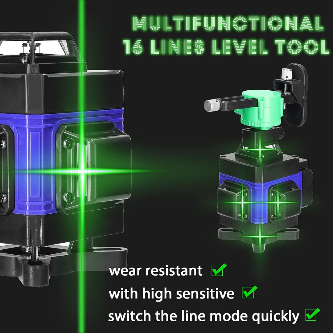 Kreuzlinienlaser mit Stativ, Multifunktionaler 4D-Laser mit 16 Linien,selbstnivellierende Maschine,