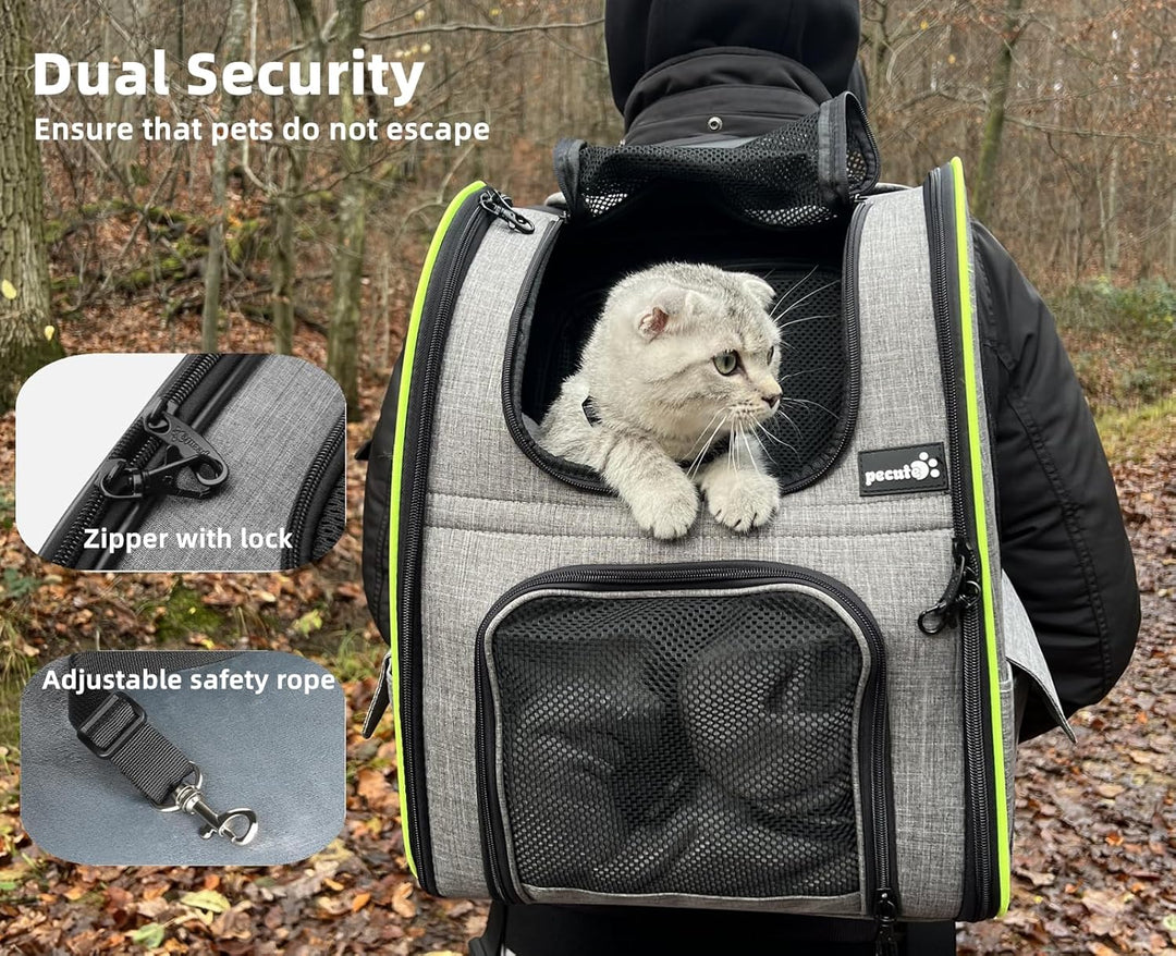 pecute Hunderucksack, Erweiterbar Faltbar, Katzenrucksack Grosse Katzen mit Anti-offener Reissversch