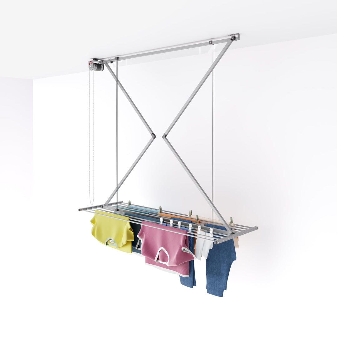 Foxydry Mini, Decke-Wäscheständer, vertikaler Wäscheständer, zusammenklappbar in Aluminium und Stahl