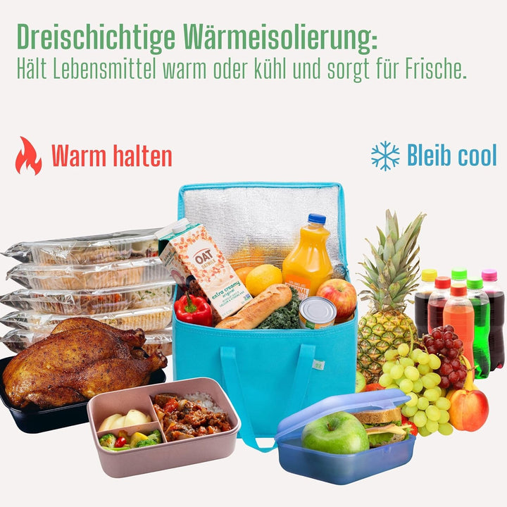 VENO 29 Liter Einkaufstasche Wiederverwendbare Faltbar Kühltasche, Gross Picknickkorb Robuste Isolie