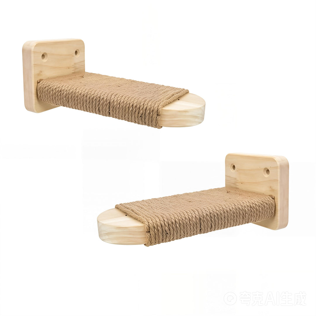Katzentreppe Wand 2pcs,Kletterwand Katzen, Katzenleiter Katzenbretter mit Juteseil zum Kratzen, Katz