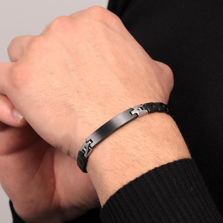 Morellato Herrenarmband, Motown Kollektion, aus Edelstahl, Schwarz PVD, Kristalle - SALS49