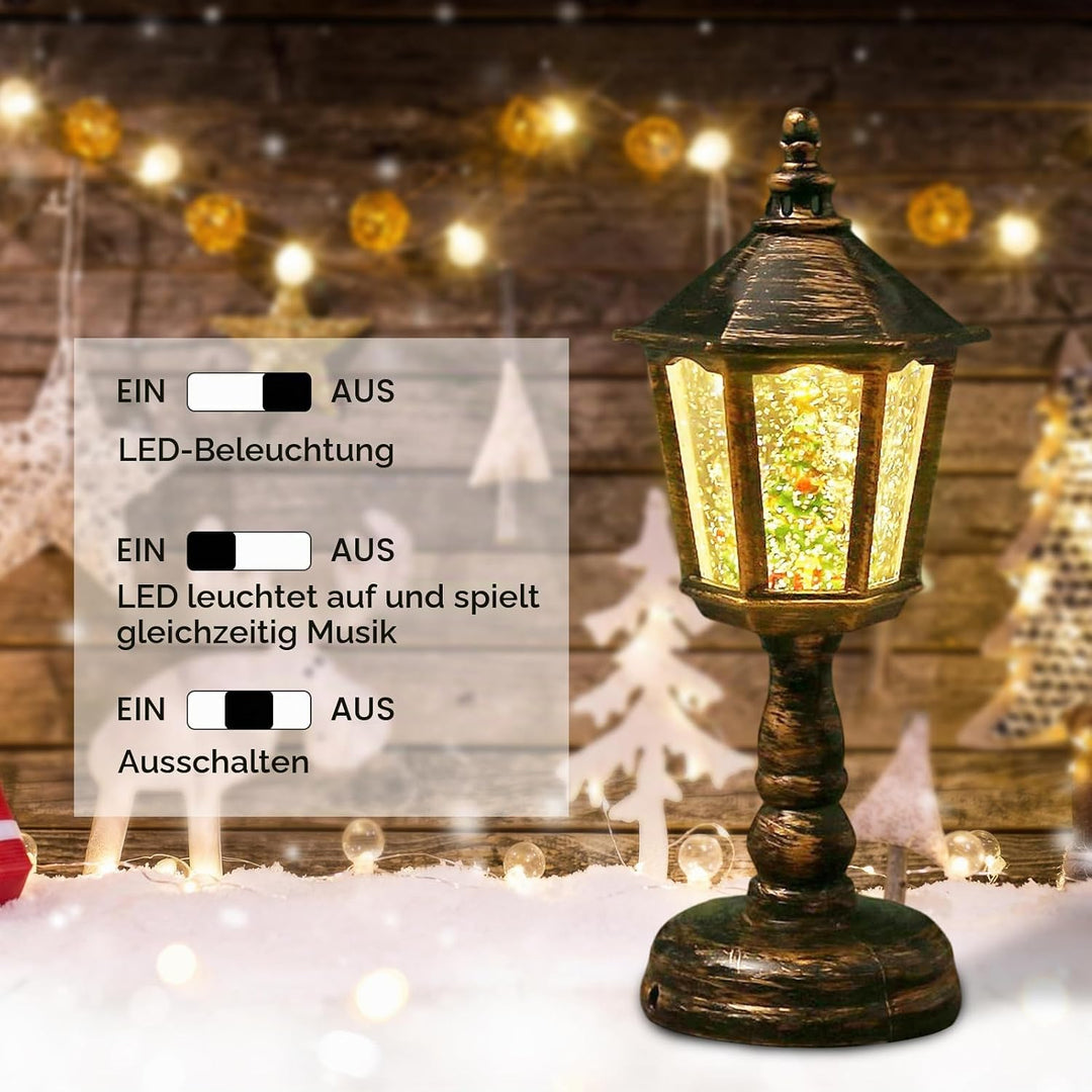 Weihnachtsdeko Laterne, Weihnachts Schneekugel Laterne mit Musik, Weihnachten Deko, Weihnachtslatern