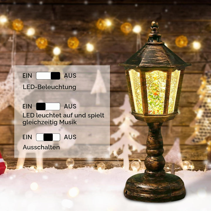 Weihnachtsdeko Laterne, Weihnachts Schneekugel Laterne mit Musik, Weihnachten Deko, Weihnachtslatern
