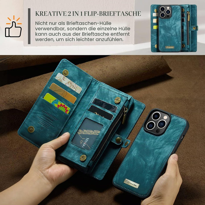 UFinetech iPhone 14 Pro Max Hülle, Flip Leder TPU Stossfeste Kartenfach Tasche Handyhülle iPhone 14