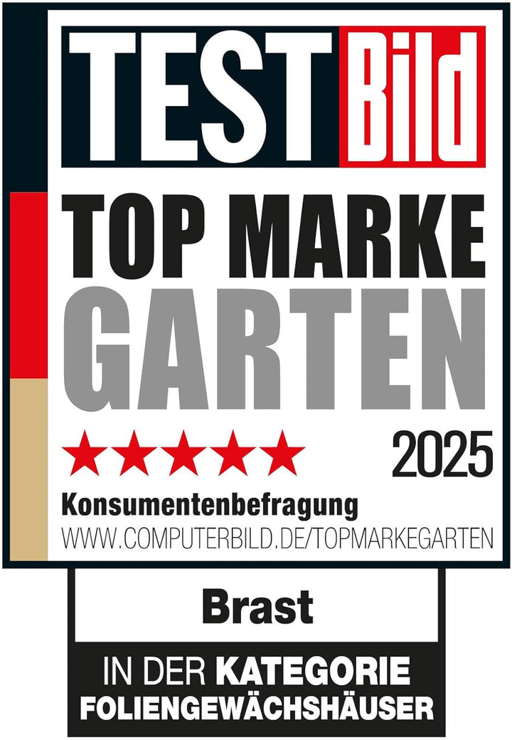 BRAST® Gewächshaus Foliengewächshaus mit Stahlfundament 4 Grössen 2x3m 3x4m 3x6m 3x8m Erdanker Gitte