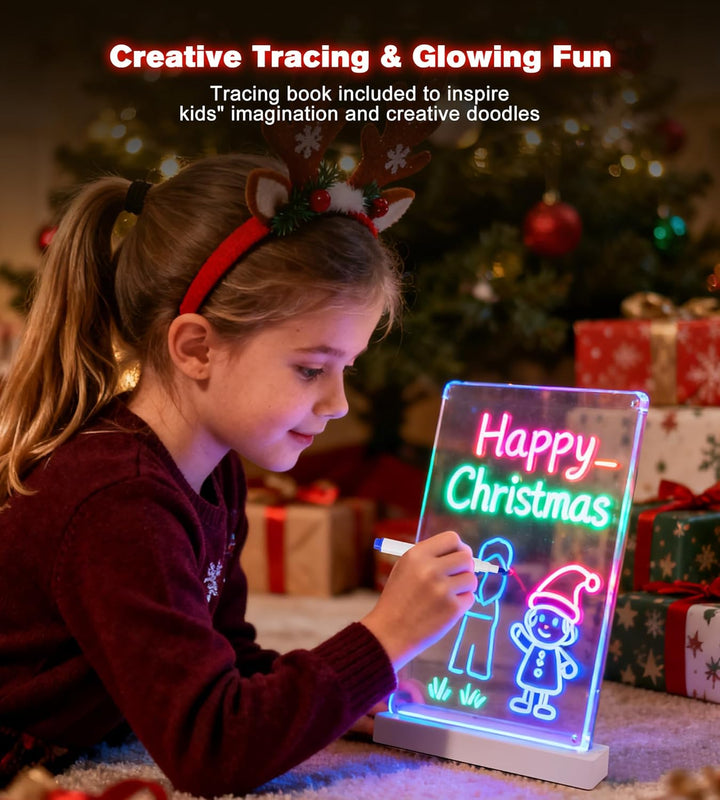 LED Notiztafel mit Farben, Leuchtendes Zeichenbrett für Kinder Acryl Notiztafel mit 7 Farben Stift -