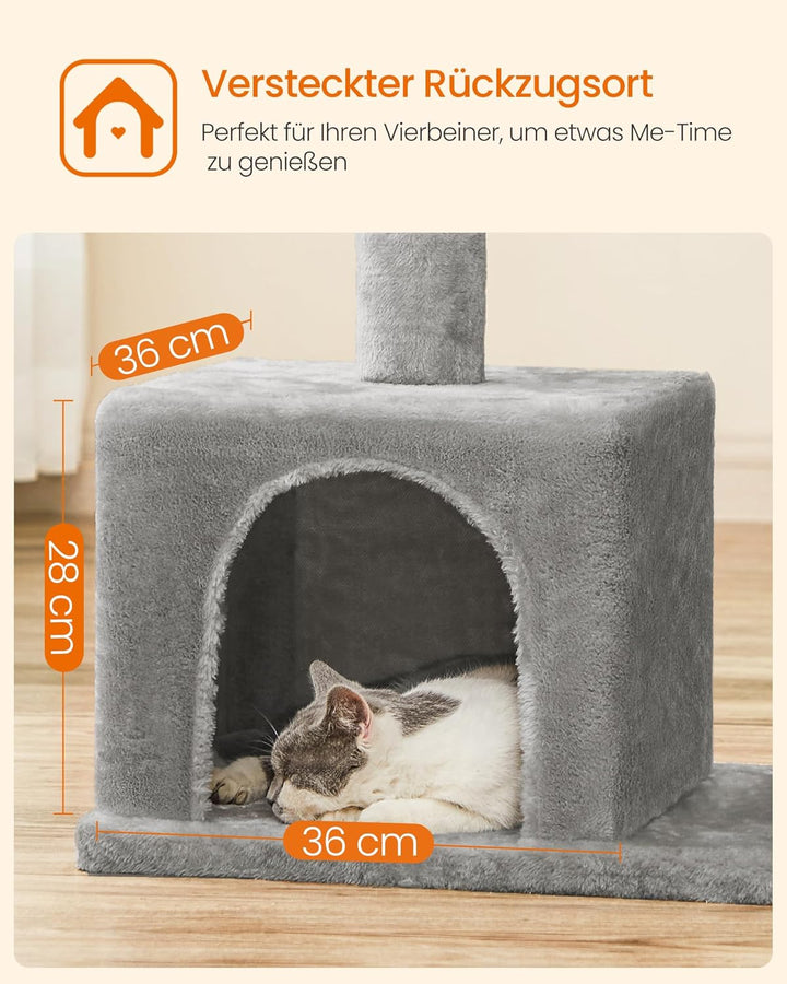 Feandrea Kratzbaum, 84 cm Katzenbaum, L, Katzenhaus für grosse Katzen bis zu 7 kg, grosse Plattform,