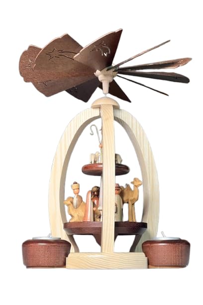 2-stöckige Weihnachtspyramide Christi Geburt Exklusiv - 28 cm - 100% Erzgebirge Pyramide