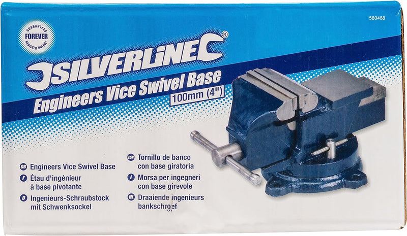 Silverline 580468 Ingenieurs-Schraubstock mit Schwenksockel 100 mm 100 mm (4 inch), 8 kg, 100 mm (4