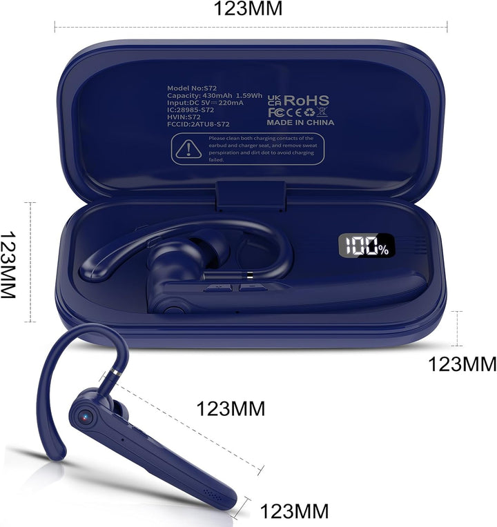 Bluetooth Headset V5.4 Wireless Freisprech Telefon mit CVC 8.0 und ENC Dual Mikrofon, Bluetooth Ohrh