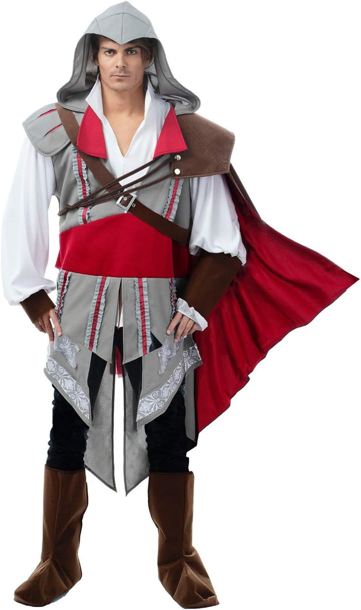 Herren Kostüm Assassins Creed Ezio Deluxe Gr. M-XL weiss rot Fasching Karneval (M)