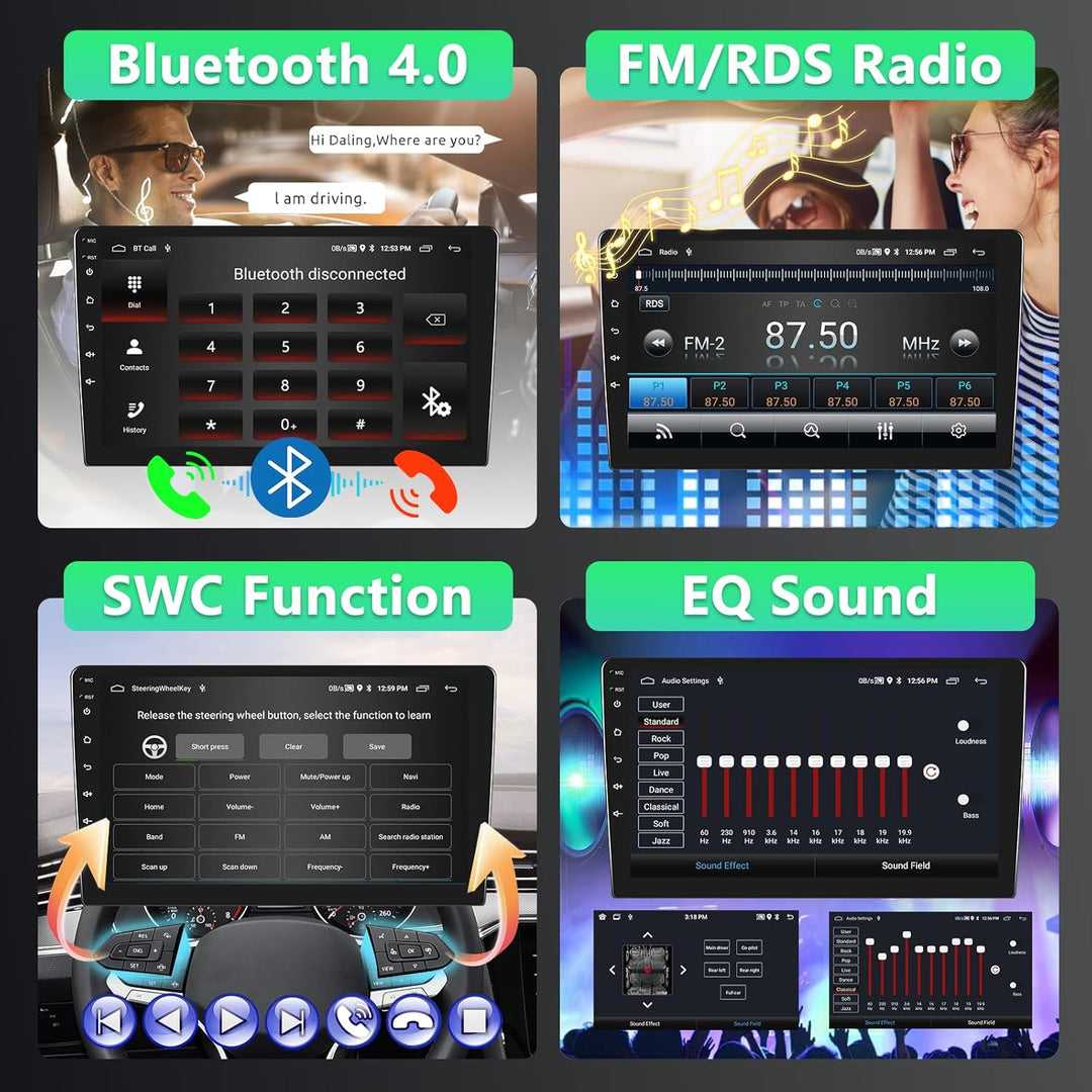 2GB+64GB 2 Din Carplay Autoradio mit Kabellosem Android Auto, 10.1 Zoll Android Touchscreen Bluetoot