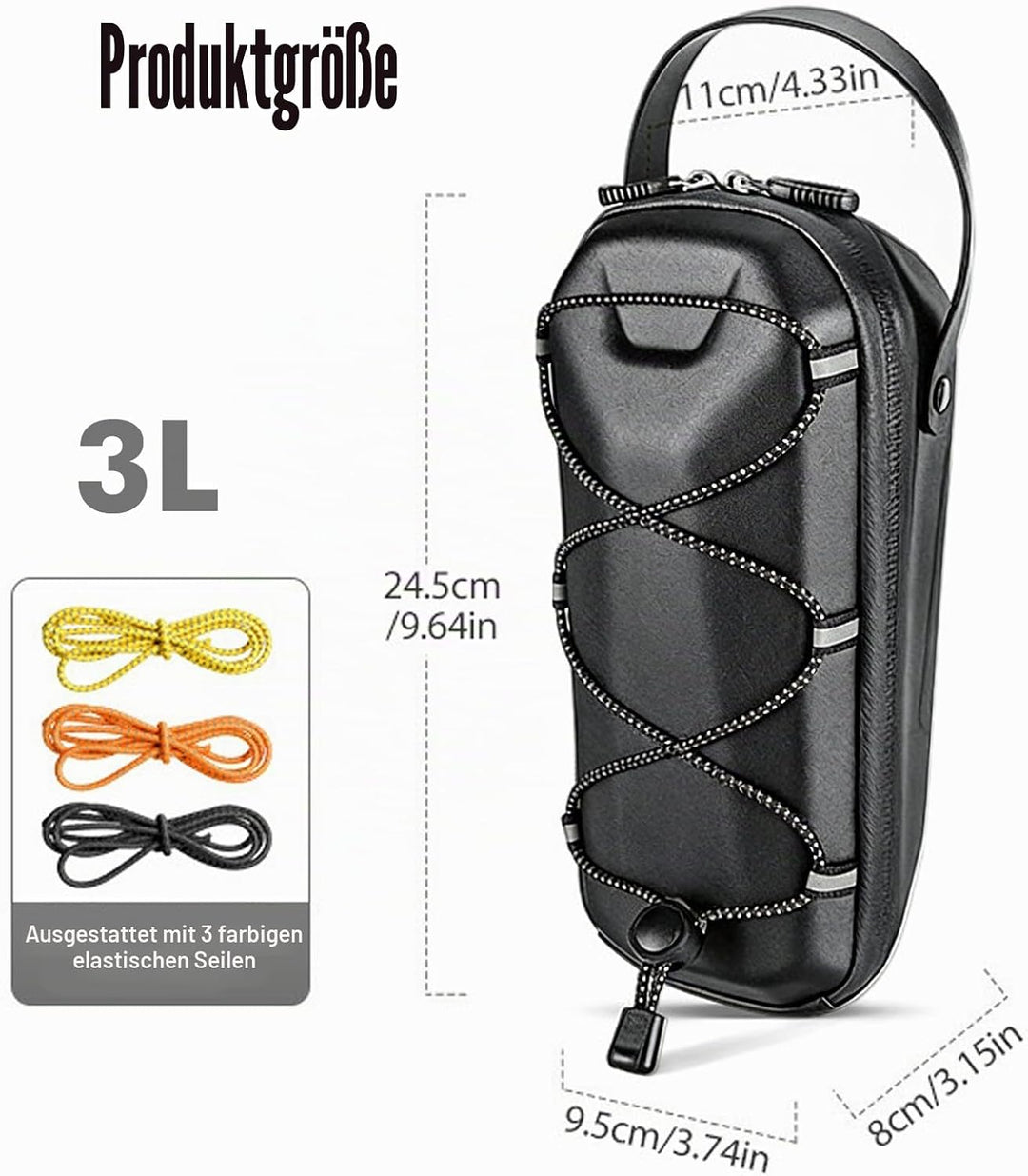 wasserdichte Lenkertasche Escooter: 3L E Scooter Tasche mit Multicolor Elastische Kordel Schnellvers