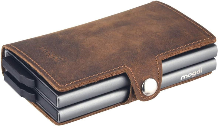 Premium Herren Portmonee RFID Schutz Kartenetui Business Geldbörse feinstes A++ Echtleder mogdi Nano