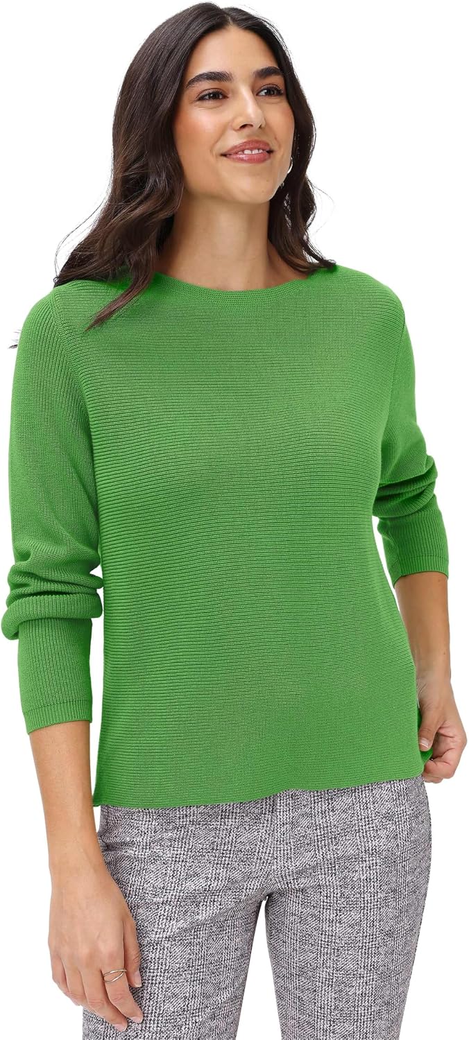 BRAX Damen Style Lesley Organic Cotton Solid Pullover 42 36 Leaf Green, 42 36 Leaf Green