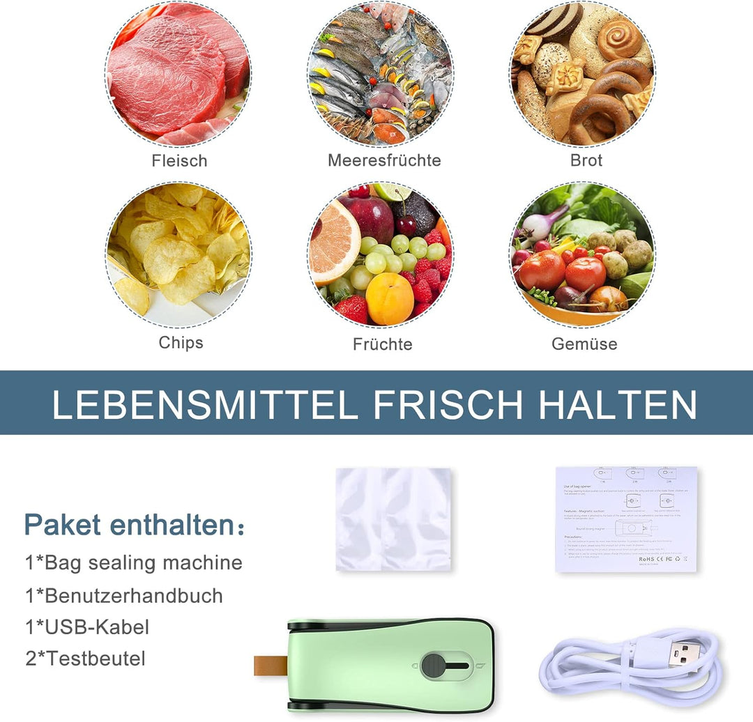Ankilo Mini Folienschweissgerät, 2 in 1 Wiederafladbar Bag Sealer mit Cutter Versiegelungsmaschine,D