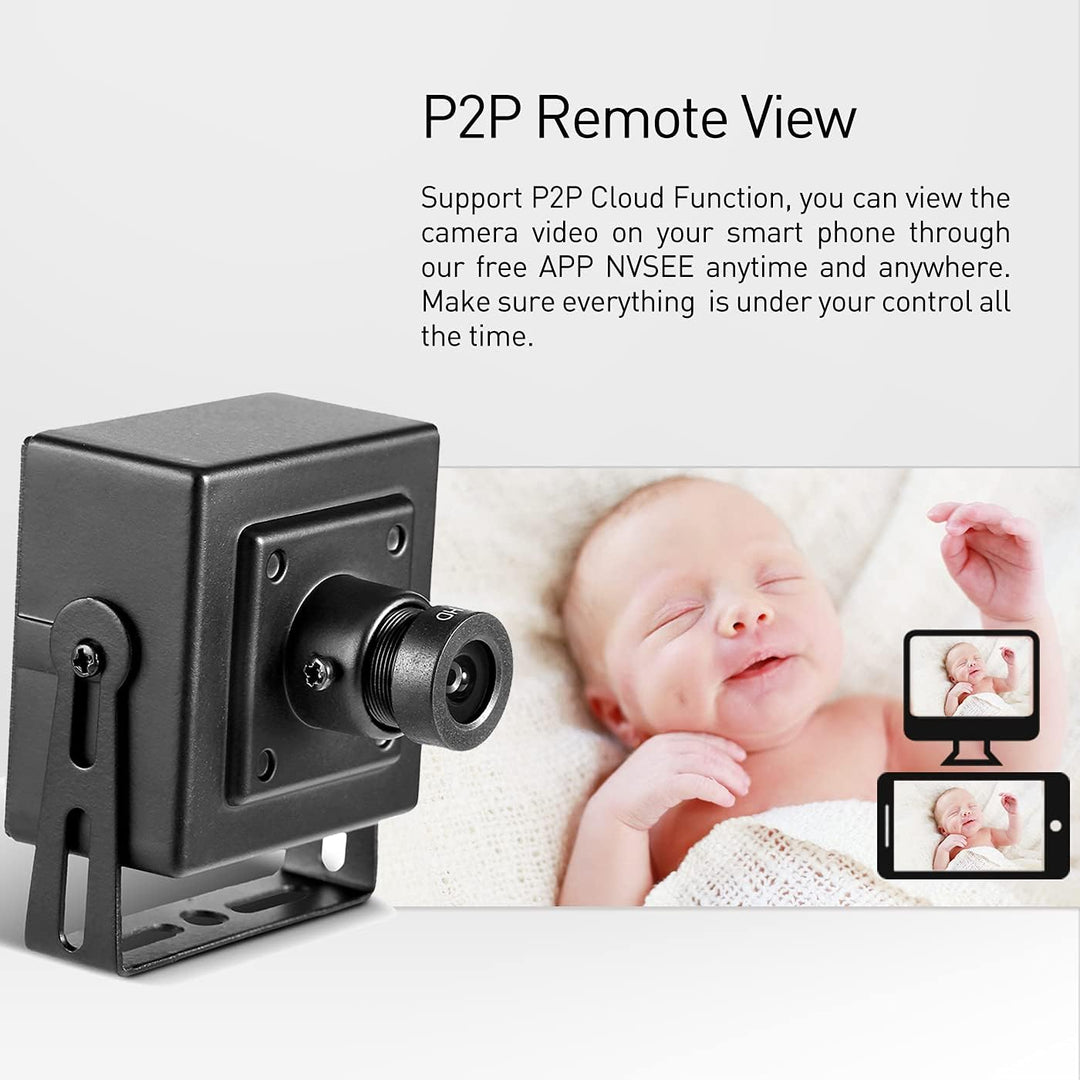 Revotech 3MP Mini POE IP Kamera, HD 3MP Innen Überwachungskamera, 3,6 mm Objektiv, P2P Remote View,