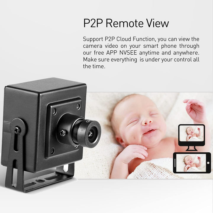 Revotech 3MP Mini POE IP Kamera, HD 3MP Innen Überwachungskamera, 3,6 mm Objektiv, P2P Remote View,