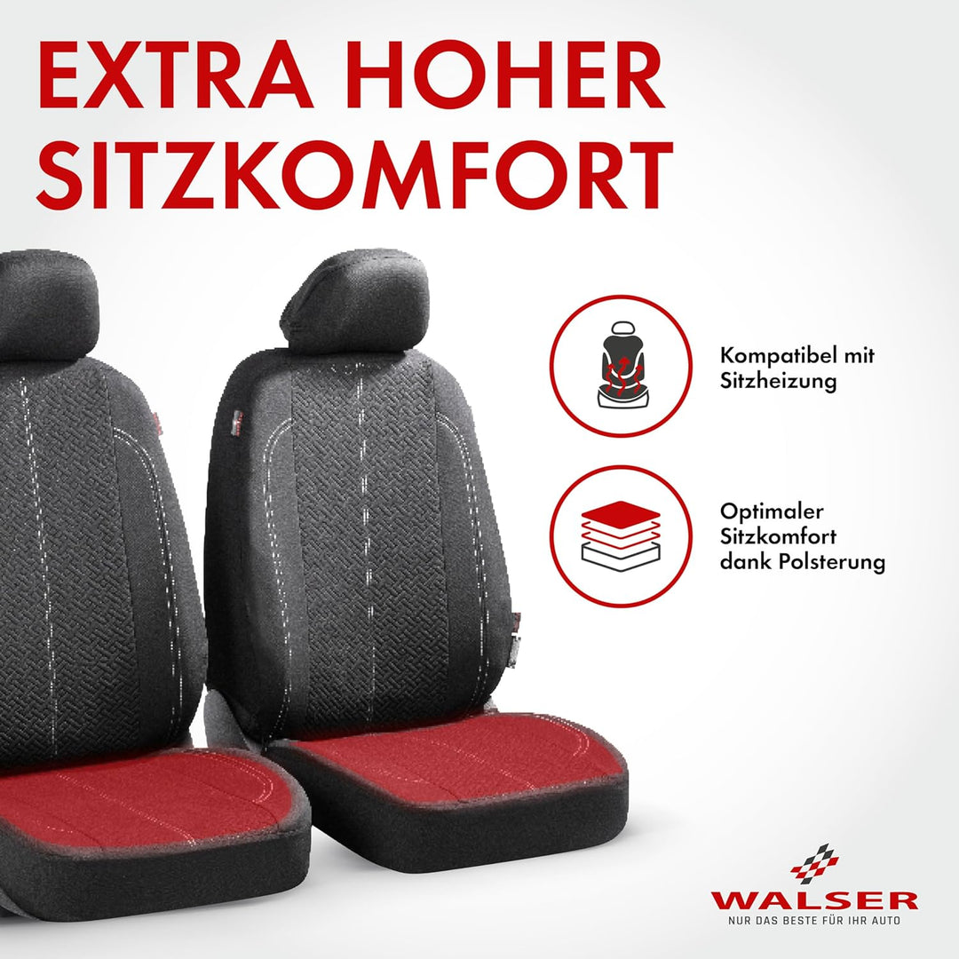 Walser Autositzbezüge Tratto mit Reissverschluss, Zipp-IT Schonbezüge Komplettset, 2 Vordersitzbezüg