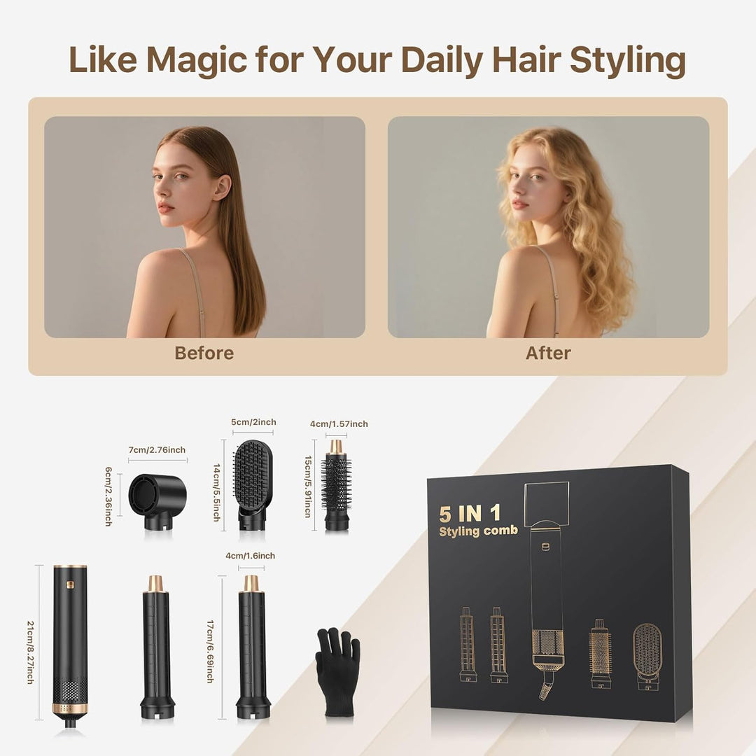 Hairstyler 5 in 1 Sendowtek, Multi Airbrush Haarstyler 1000W Airstyler Haarstyling Geräte 3 Temp Aut