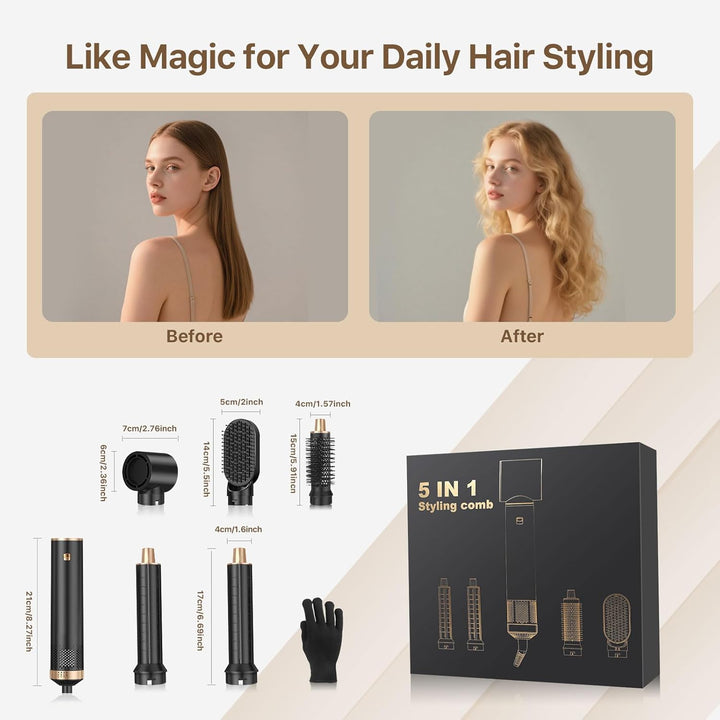 Hairstyler 5 in 1 Sendowtek, Multi Airbrush Haarstyler 1000W Airstyler Haarstyling Geräte 3 Temp Aut
