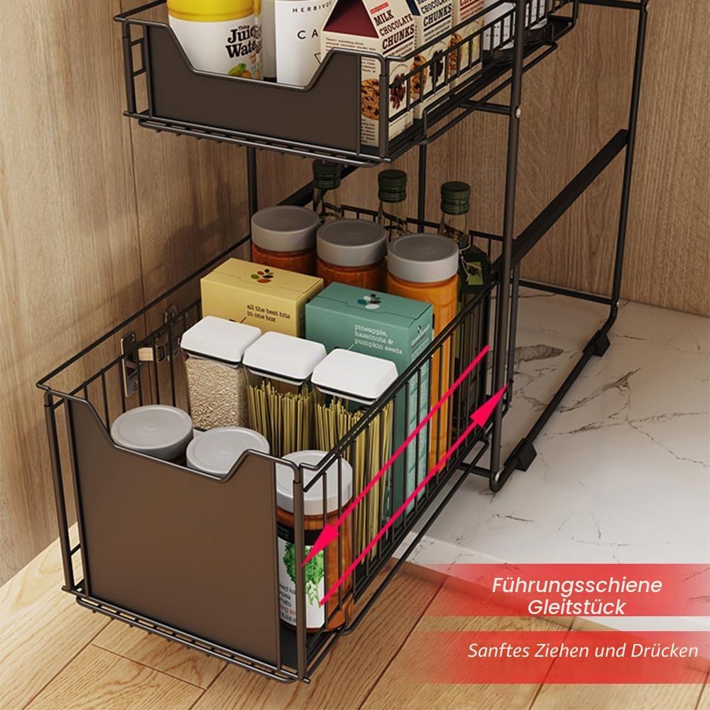 2 Tier Organizer mit Speicher Unter Waschbecken Schiebeschrank Korb herausziehen Snack Organizer Küc