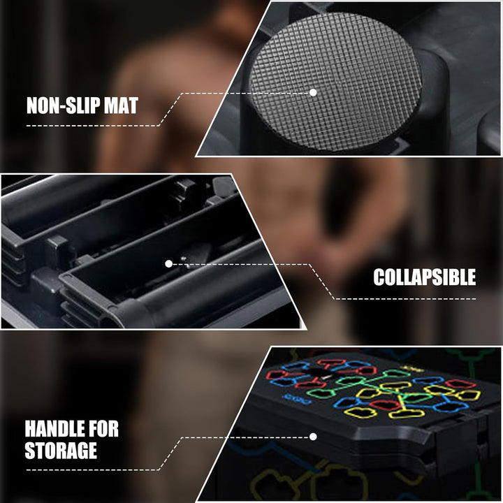 Tragbare Liegestützbrett mit Liegestützgriffe, Faltbares Push Up Board für Zuhaus, Multifunktionelle