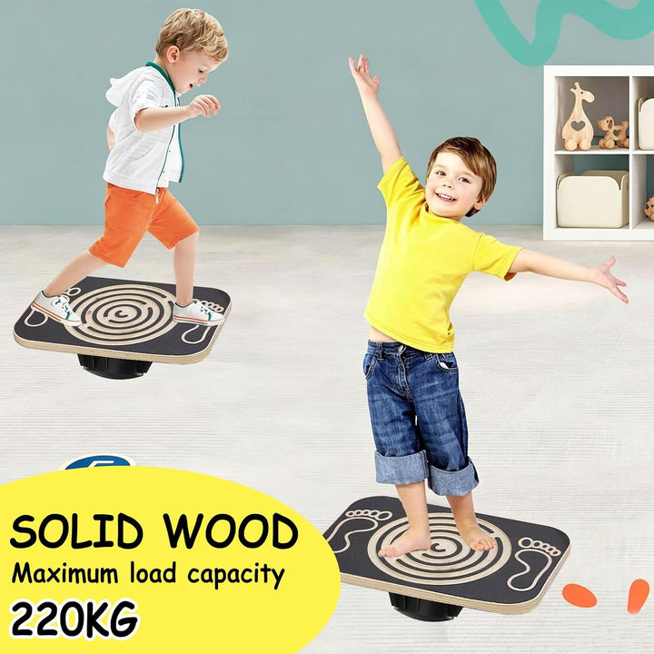 Balance Board Holz mit Labyrinth, Wackelbrett Gleichgewichtstrainer, Balancierbrett für Kinder, Boar