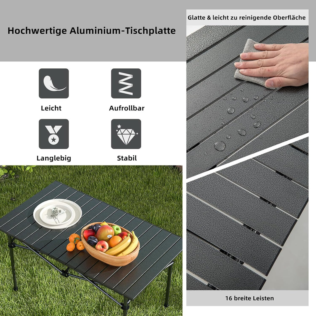GYMAX Campingtisch Klapptisch Faltbar 95 x 55 x 50 cm Gartentisch Balkontisch Klappbar inkl. Trageta