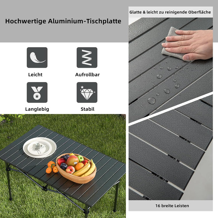 GYMAX Campingtisch Klapptisch Faltbar 95 x 55 x 50 cm Gartentisch Balkontisch Klappbar inkl. Trageta