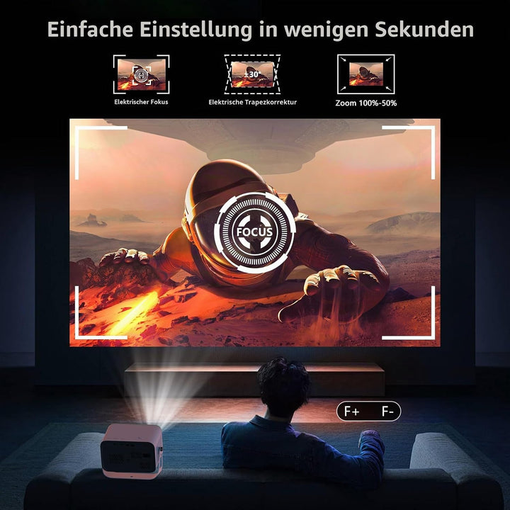Smart Mini Beamer Android 11, Unterstützt 4K 1080P, Beamer Klein Projektor Tragbarer mit WiFi 6 und