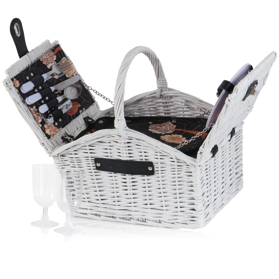 CampFeuer Picknickkorb 2 Personen mit Geschirr-Set und Kühlfach | 12-teilig | Picknickkoffer, Weiden