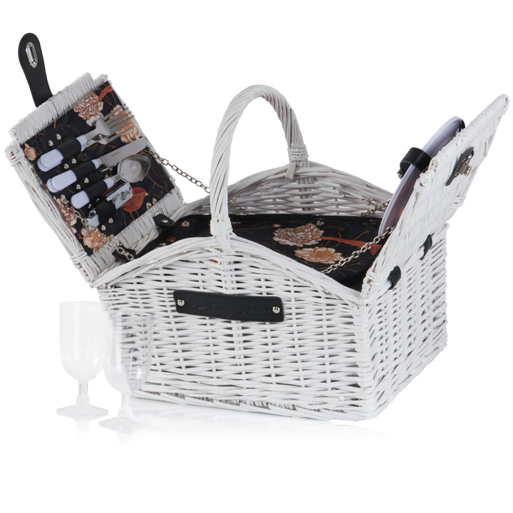CampFeuer Picknickkorb 2 Personen mit Geschirr-Set und Kühlfach | 12-teilig | Picknickkoffer, Weiden