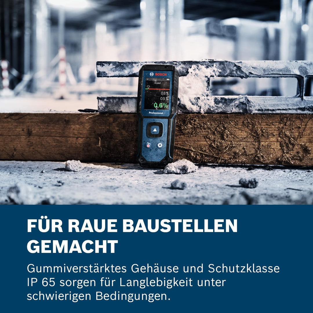 Bosch Professional Feuchtemessgerät GMM 1-15 (nicht-invasiv, misst 37 Holzarten und 10 Baustoffe, Sc