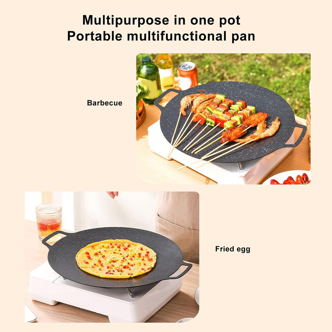 BBQ-Platte,Korean BBQ Grill Pan,Round koreanischer BBQ-Grill Antihaft-Rundbratpfanne,Comales Para To