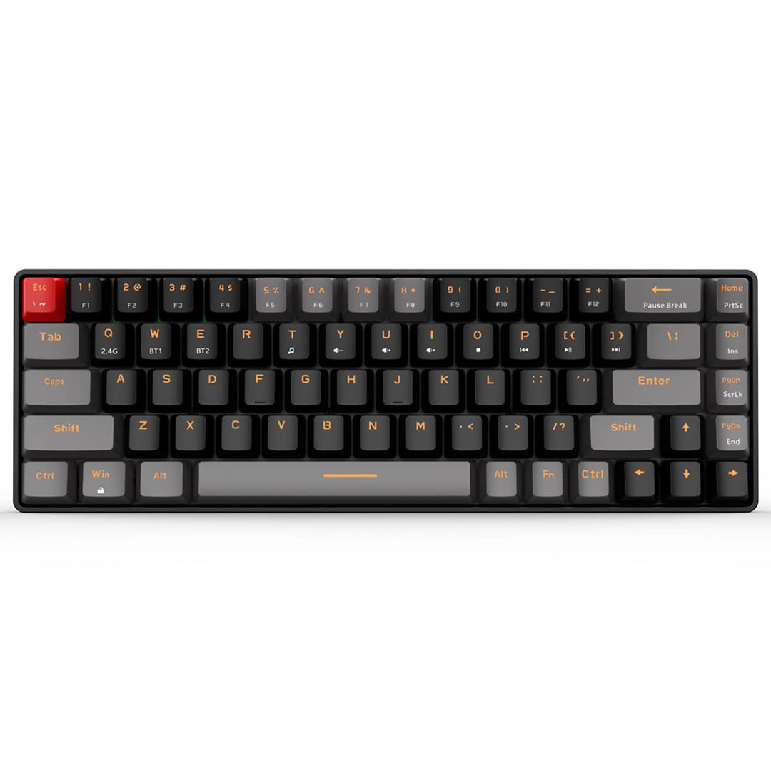 Qisan Mechanical Wireless Keyboard Gaming Keyboard Brown Switch Mini Design (60%) 68 Keys US Layout-