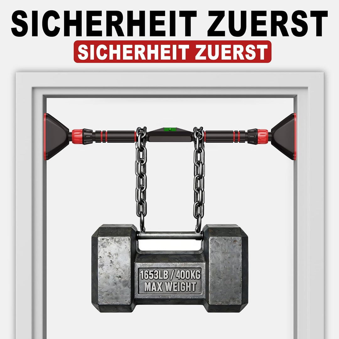 Klimmzugstange Türrahmen,Klimmzugstange Pull Up Bar mit Neues Drehbares Zahnradschloss,mit Level Met
