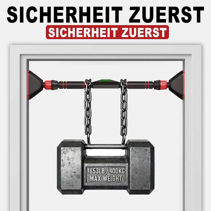 Klimmzugstange Türrahmen,Klimmzugstange Pull Up Bar mit Neues Drehbares Zahnradschloss,mit Level Met
