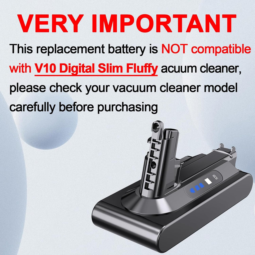 Rapthor V10 Akku, Ersatzakku für Dyson V10, 75,6Wh 25,2V SV12 Kompatibel mit V10 Absolute, V10 Anima