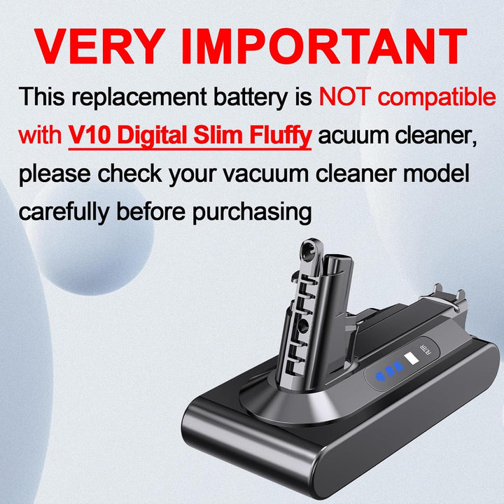Rapthor V10 Akku, Ersatzakku für Dyson V10, 75,6Wh 25,2V SV12 Kompatibel mit V10 Absolute, V10 Anima