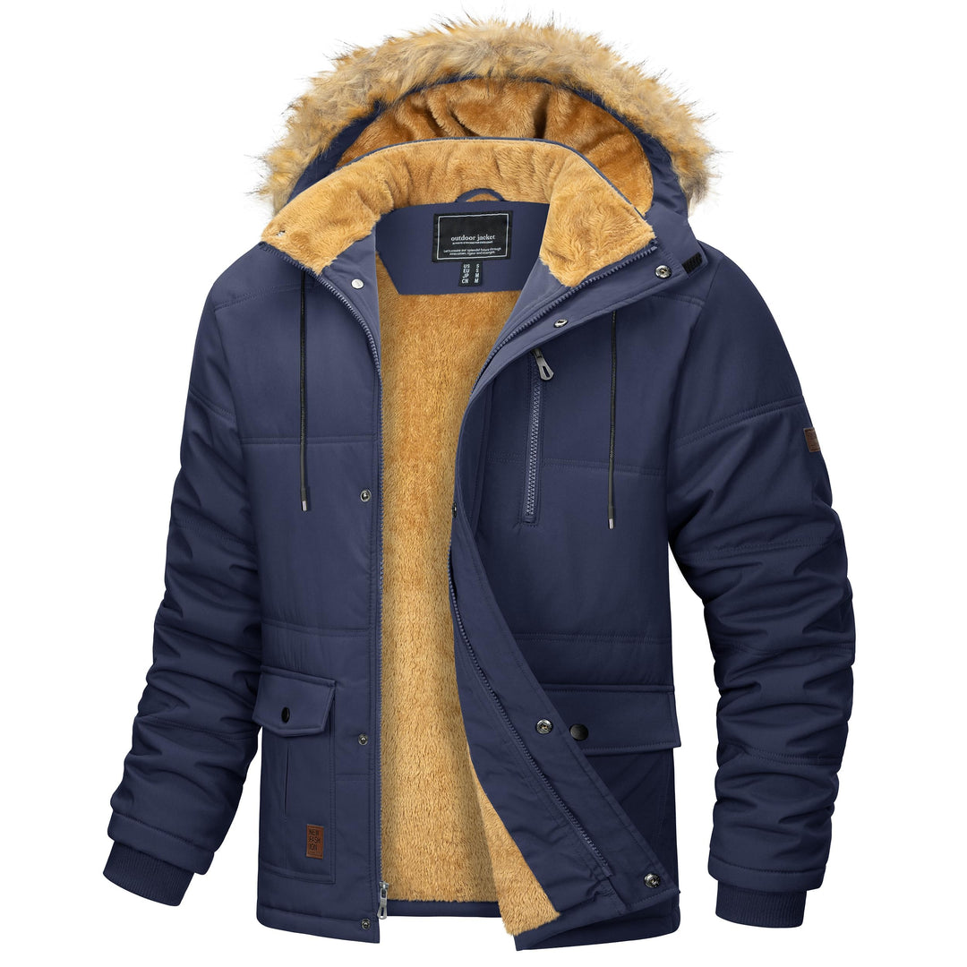 MAGCOMSEN Herren Winter Parka Jacke Winddicht Outdoor Warme Fleecejacke Freizeit Übergangsjacke Wass