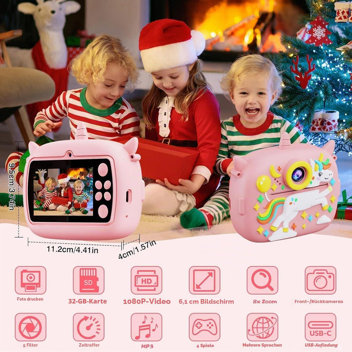 Kinderkamera Sofortbildkamera, 1080P HD Kinder Kamera mit 2,4"-Bildschirm & 32G TF Karte Sofortbildk